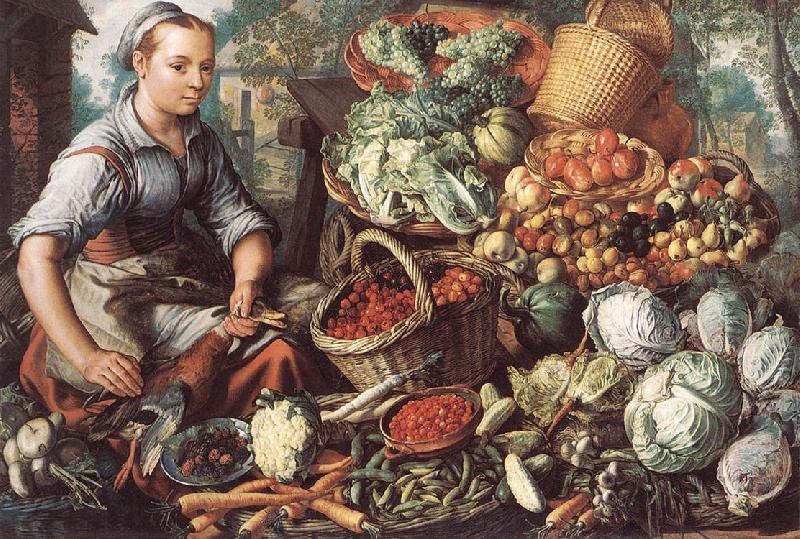 BEUCKELAER, Joachim Market Woman with Fruit, Vegetables and Poultry  intre Sweden oil painting art